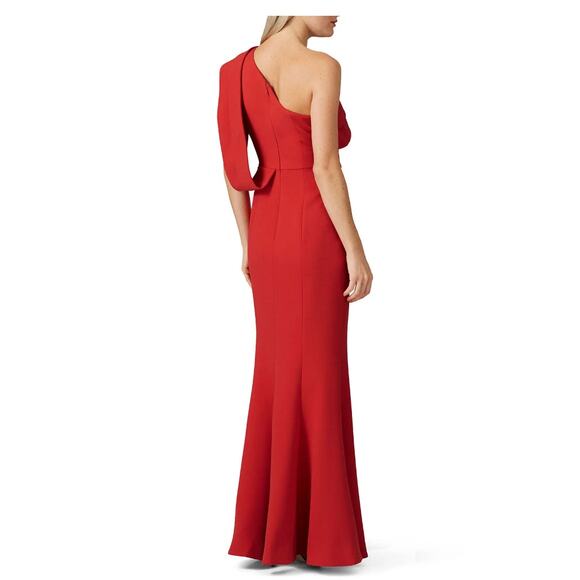 C/MEO Collective Dress Womens 10 Red Fragment Gown Draped‎ One Shoulder - Picture 3 of 12